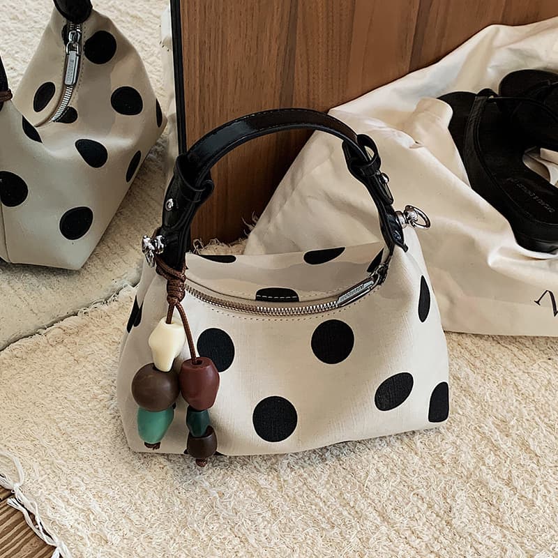 Unique Niche Polka Dot Bag for Women 2026 New Fashion Versatile Crossbody Bag Exquisite Super Trendy Small Handbag Croissant Bag