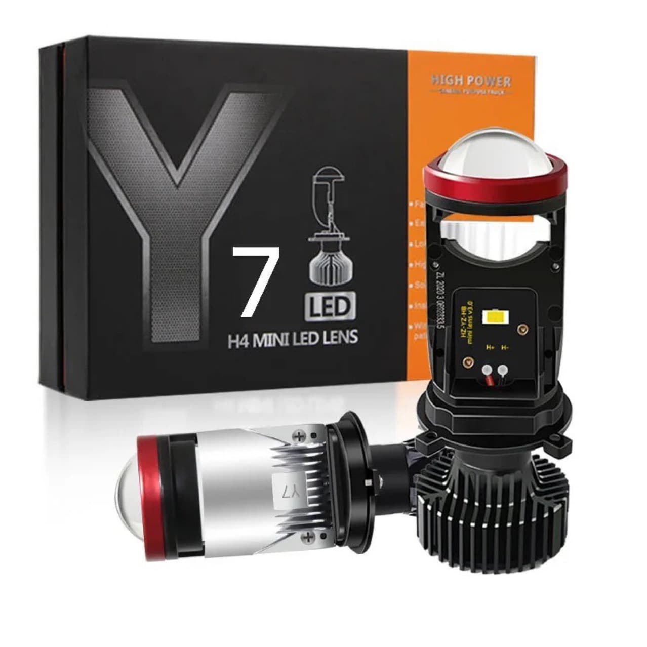 Hot-selling Y7D Lens H4 Hi/Lo Beam Headlight Bifocal Super Bright 50W Car LED Headlight Y7D Projector Headlight