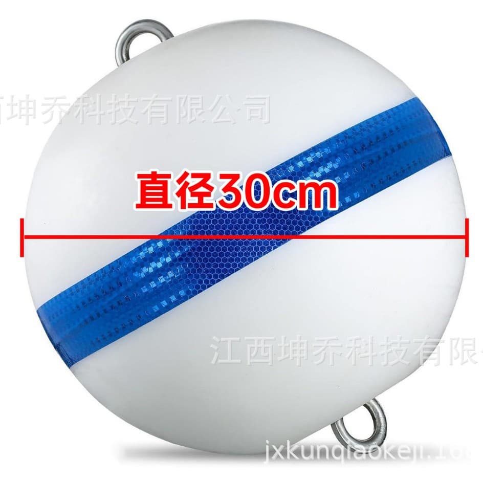 Water warning buoy with center hole, rotational molded reservoir boat barrier PE plastic ball, river debris containment float factory