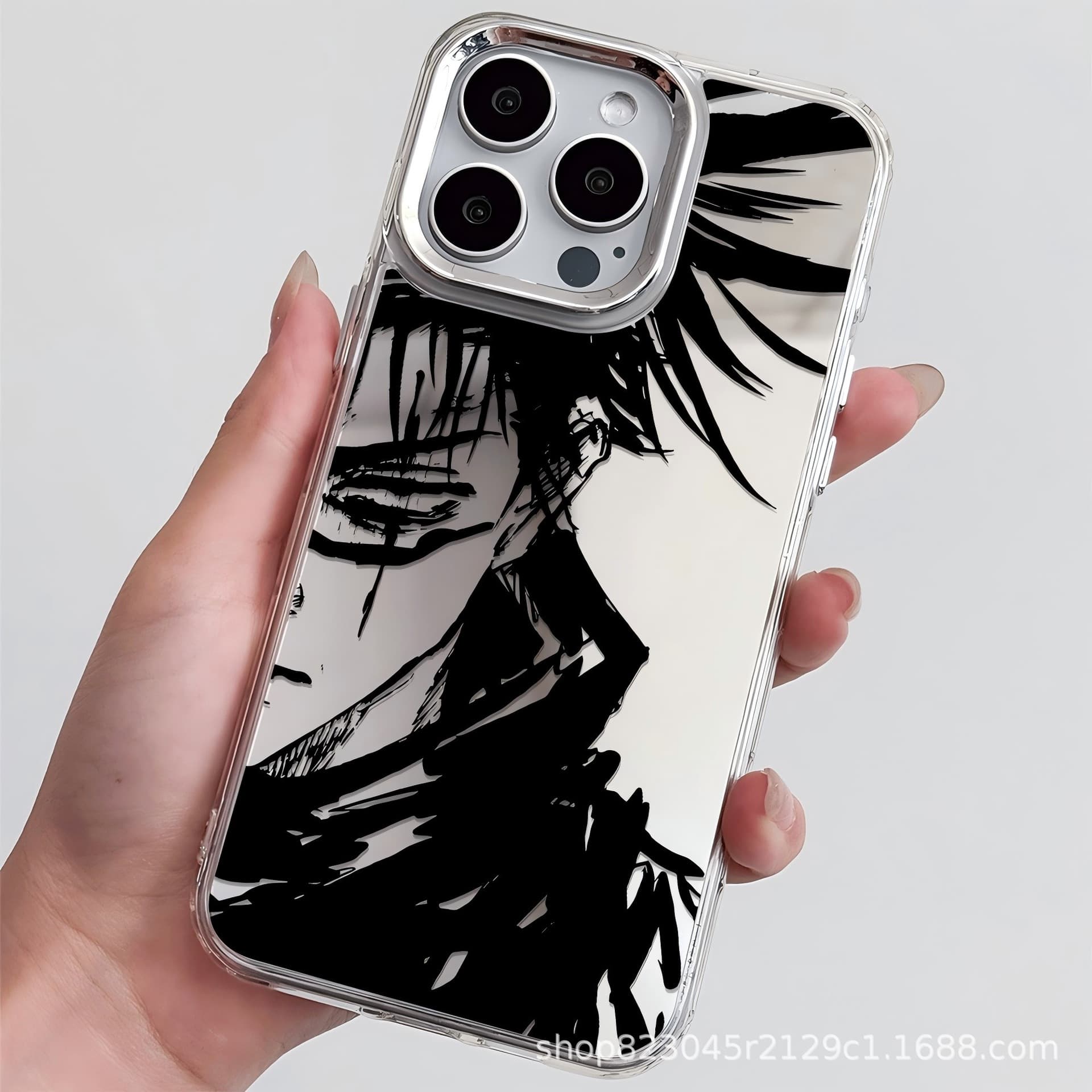 Fun Personalized Black Graffiti iPhone 11/12/13 Pro Max/14 Electroplated Lens Apple Mirror Case 16