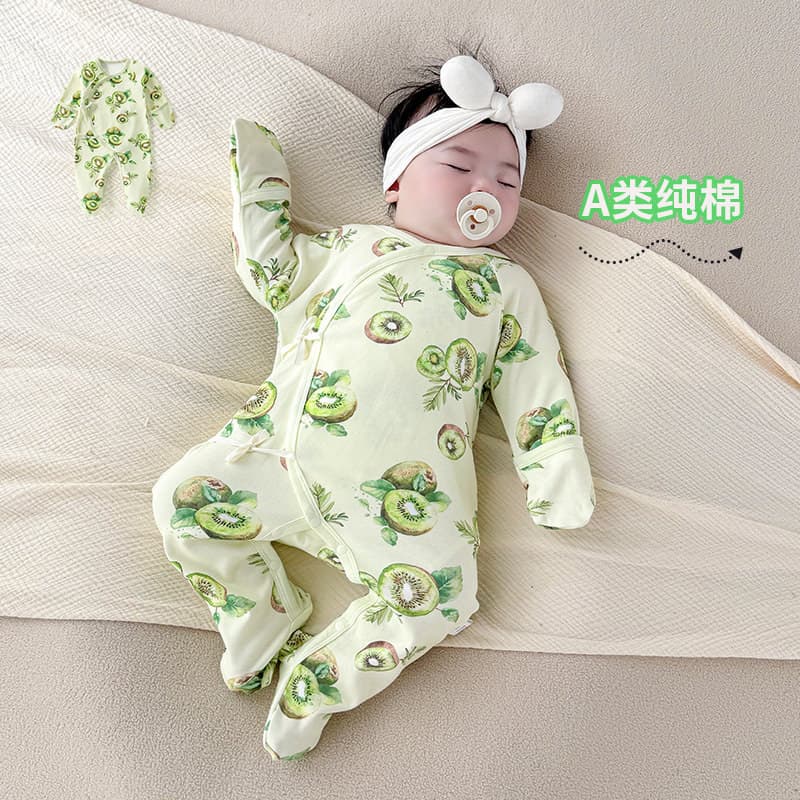 Baby Footed Sleeper Cotton A-Class Infant Onesie Pajamas with Socks for Premature Babies Anti-Scratch Face
