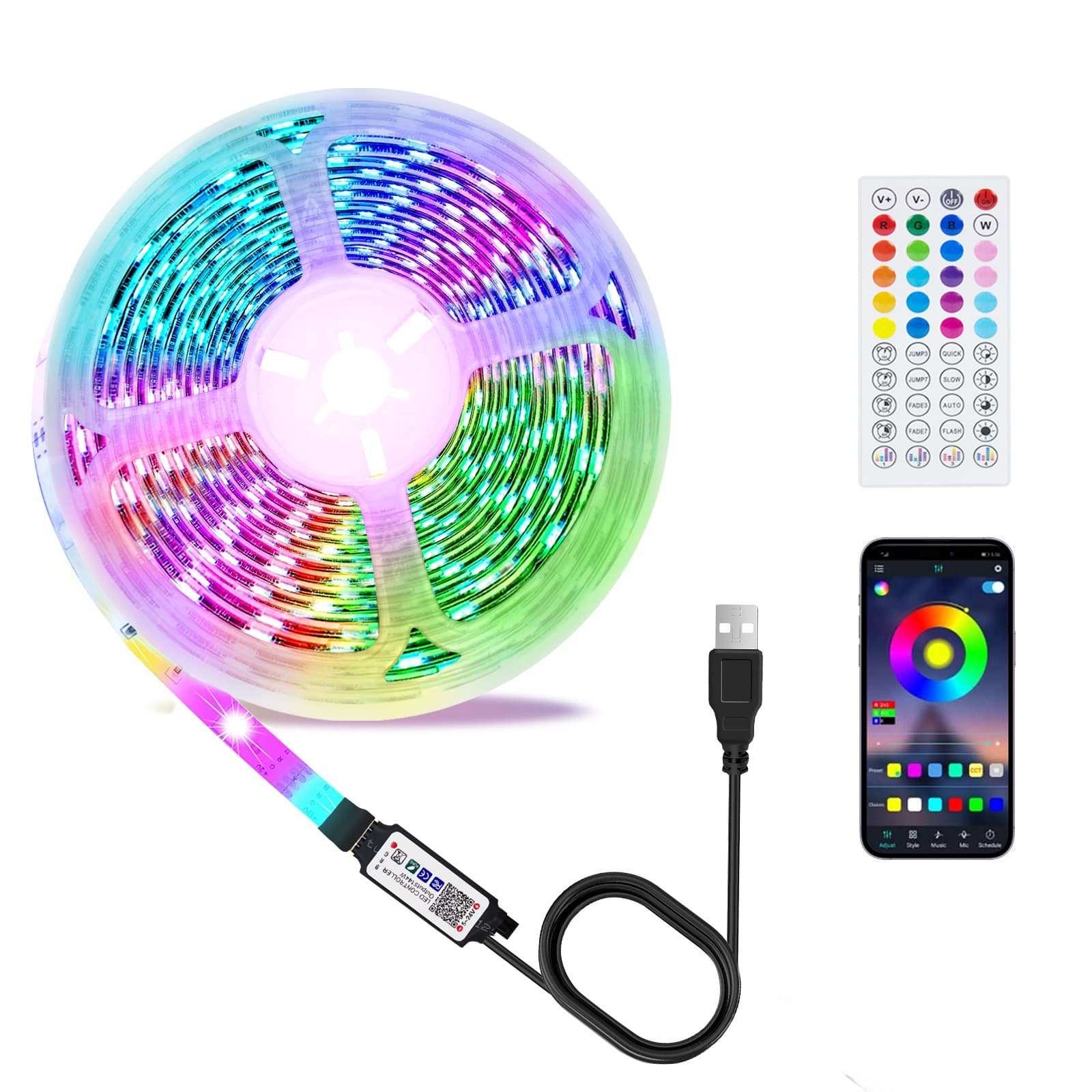Cross-border 5v light strip led rgb colorful atmosphere usb TV background 3535 self-adhesive adhesive holiday e-commerce light strip
