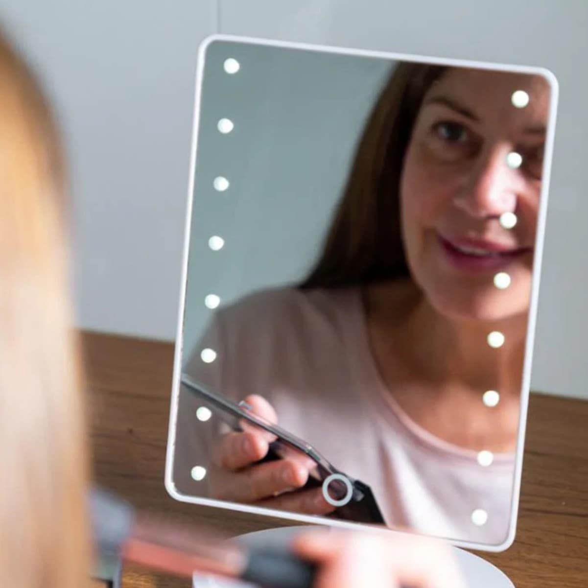 LED Light Mirror 360° Rotating Vanity Mirror Desktop 16-Light 22-Light Touch Control