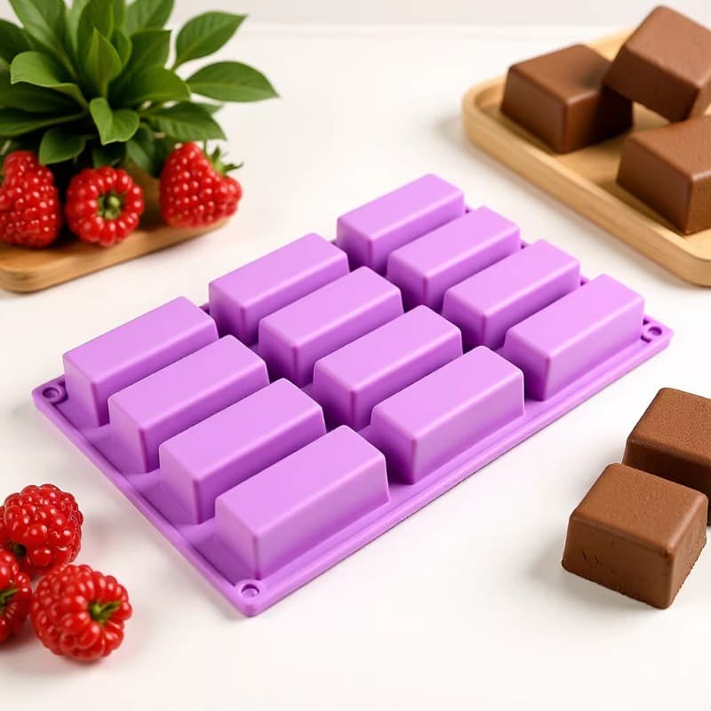 12-Hole Rectangular Silicone Cake Mold, Long Jelly Pudding Mold, Soap Mold, Baking Tool Wholesale