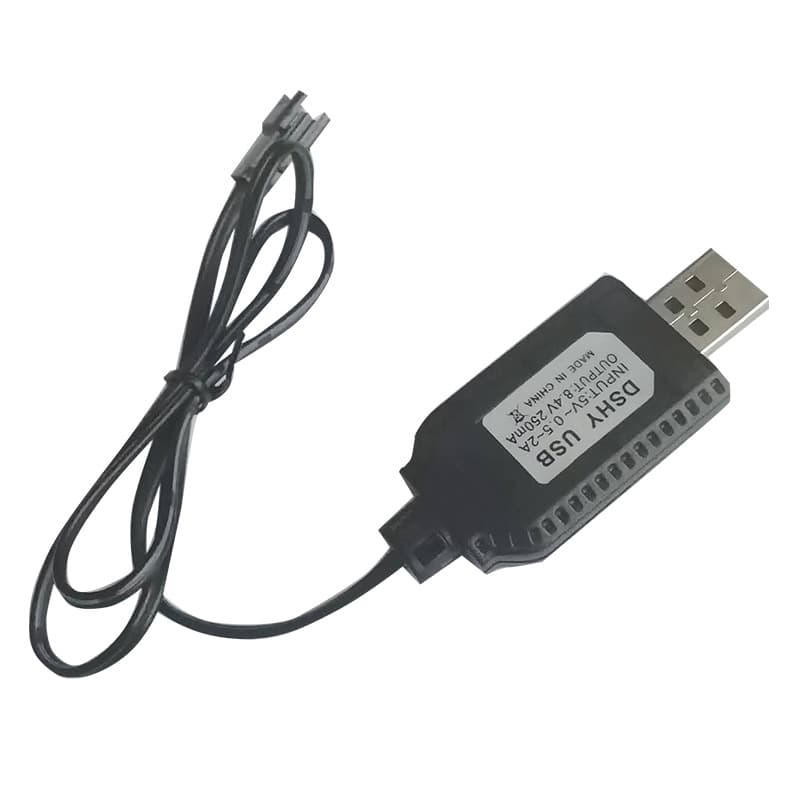 Custom Same-Day Shipping USB Charging Cable for AA/AAA Battery Pack Charger Light Off When Full 8.4V SM Charging Cable