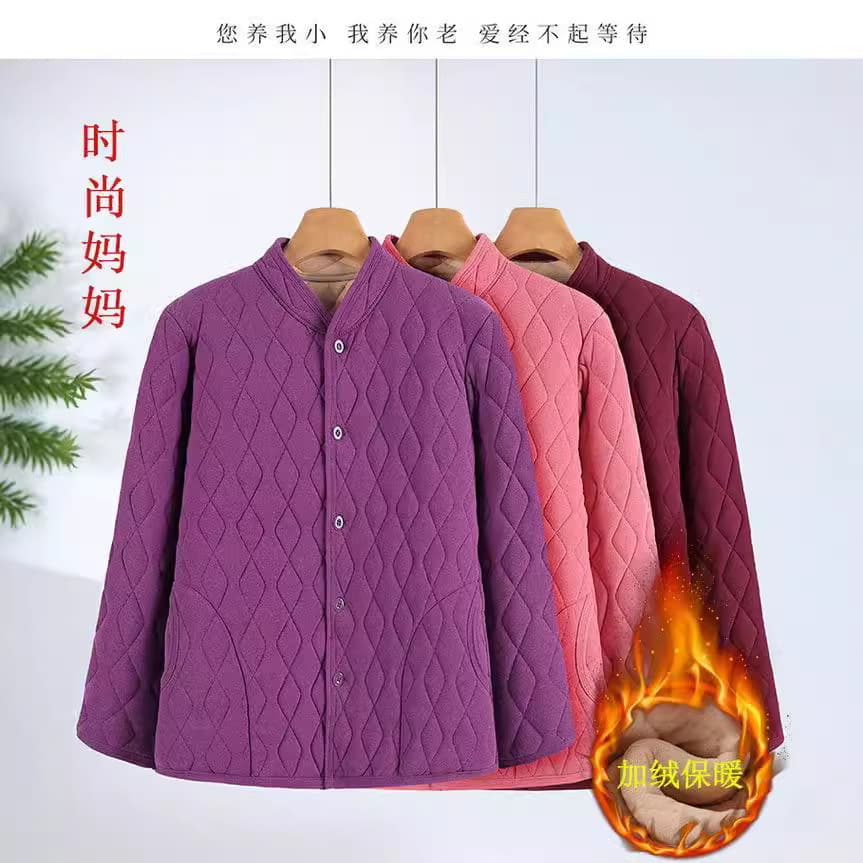 New Year Shirt for Middle-aged and Elderly, Double-sided German Velvet Cotton-padded Jacket, Velvet Lined and Thickened for Inner and Outer Wear, Warm Cotton-padded Jacket