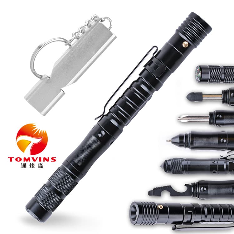 New Multi-Functional Tactical Pen, Self-Defense Pen, Whistle, Flashlight, Pen Light, Outdoor Survival Tool