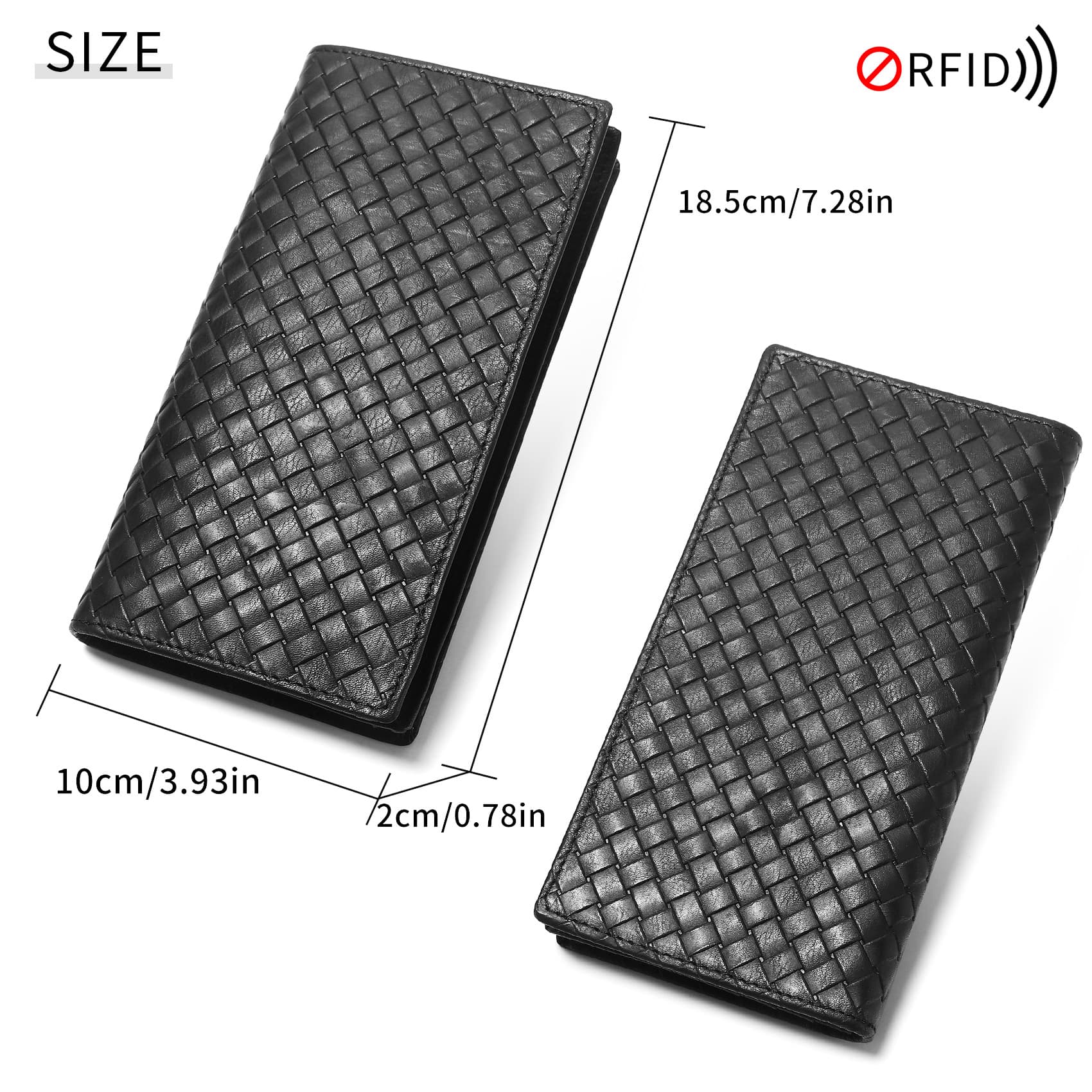 European and American Cross-Border Bestseller Men's Long Cowhide Wallet RFID Anti-Theft Large Capacity Multi-Card Slot Woven Texture Billfold
