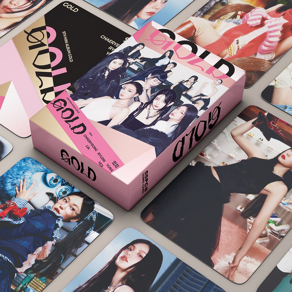 Kpop 55 Itzy Album Gold Support Poster Peripheral Lomo Card Korean Girl Group Homemade Photo Card