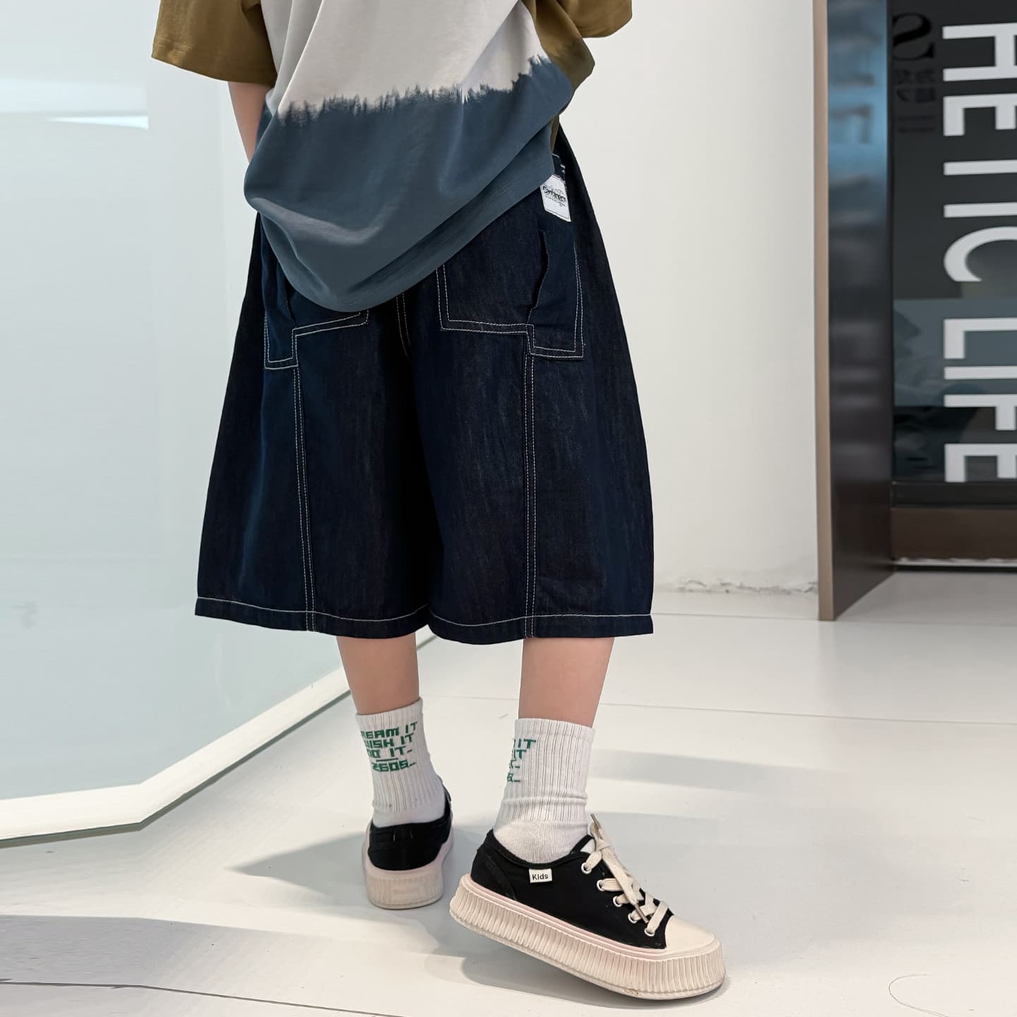 Boys' Denim Shorts Summer 2026 New Style, Mid-Large Kids Summer Pants, Boys' Summer Five-Point Shorts Trendy