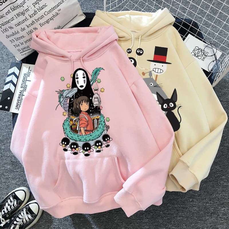 Ghibli Studio Totoro Japanese Anime Funny Cartoon Hoodie Women Spirited Away Miyazaki Sweatshirt