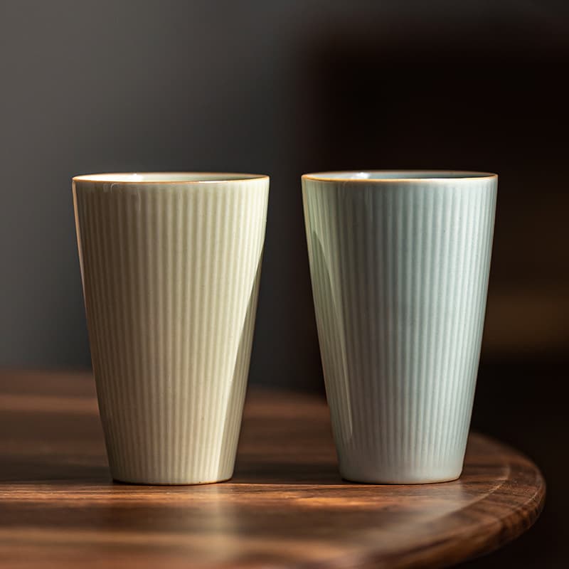 Vertical pattern simple small tea cup ceramic home Japanese sake bar personal tea cup cup tea kung fu tea set