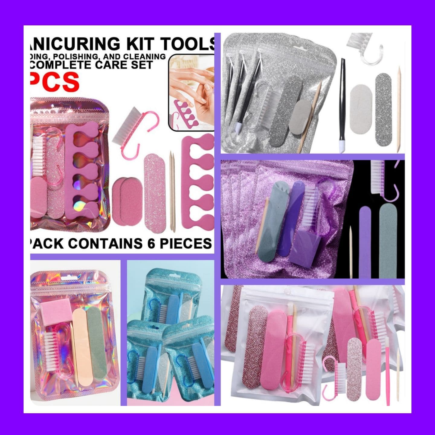 Full Nail Art Tool Kit, Nail Sanding Strips, Mini Nail File Set, Double-Sided Nail Buffer, Polishing File, Cuticle Pusher