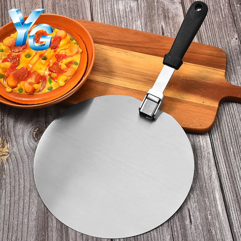 Food-grade stainless steel pizza peel, round pizza peel, pizza cake transfer spatula, foldable pizza peel