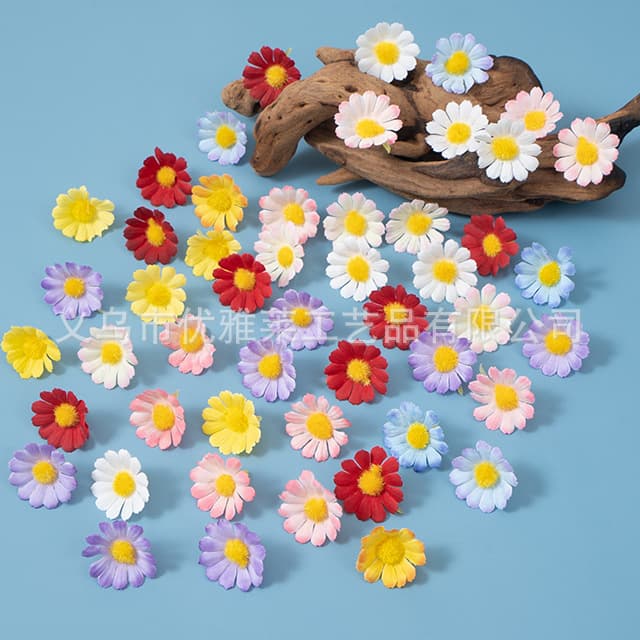 Artificial Mini Daisy Fake Flower Head Sunflower Wreath Scrapbooking Accessories Home Wedding Decoration Small Fresh Style