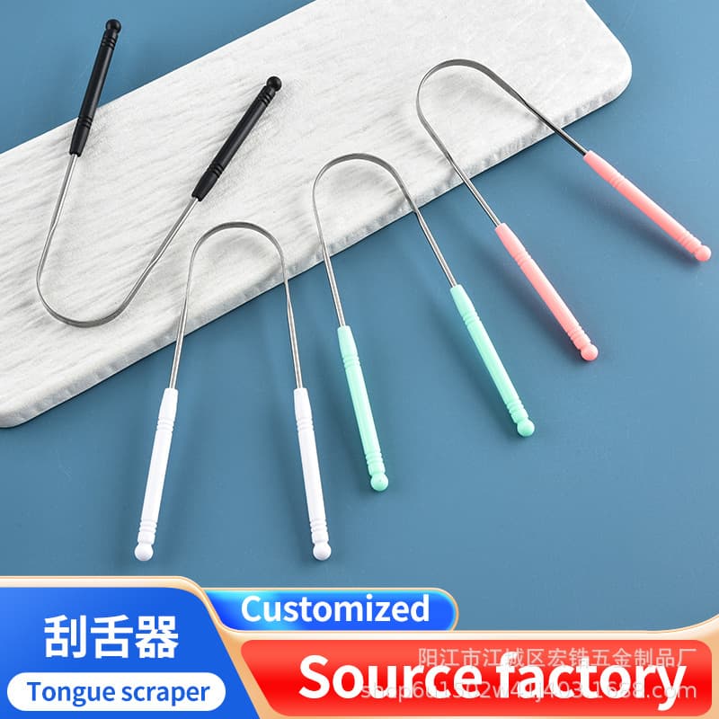 Factory Stainless Steel Tongue Scraper Tongue Coating Cleaner for Bad Breath U-Shape Tongue Scraper Oral Care Brush Tool