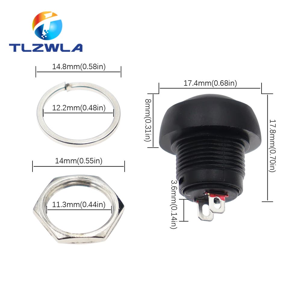 12MM PBS-33B PBS-33A Momentary/Latching Small Waterproof Push Button Switch Round Red Green