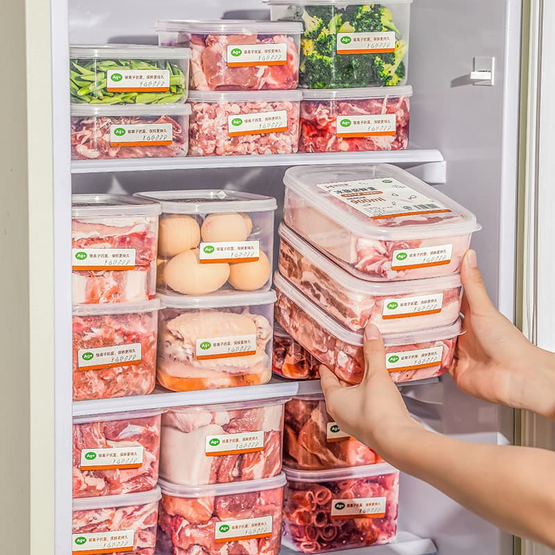 Refrigerator Storage Fresh-Keeping Box Household Food Sealed Container, Stackable Kitchen Fruit and Vegetable Egg Timer Freezer Organizer