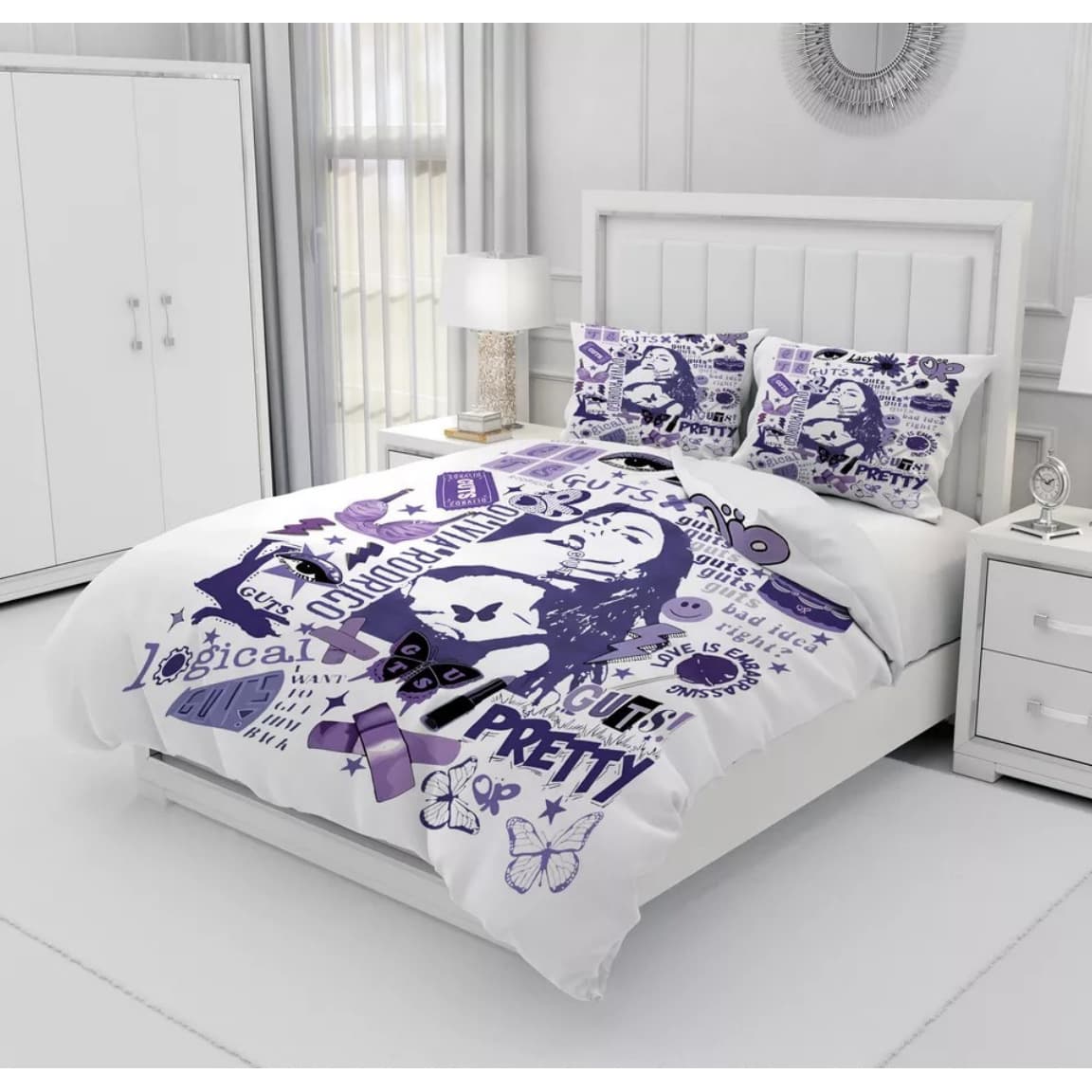 Cartoon Purple Women's Cross-Border Duvet Cover Set Dorm Bedroom Bedding Set Factory Direct