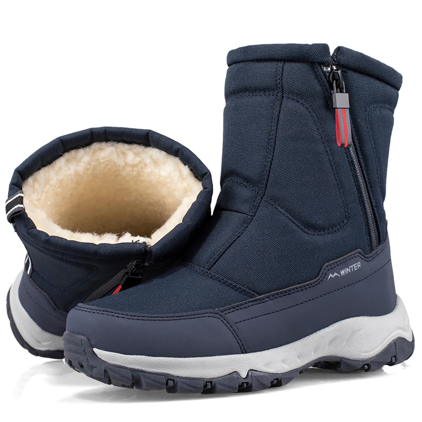 Northeast Winter Snow Boots Women Waterproof Non-slip Men Warm Fleece Lined Thick Cotton Shoes Cycling Thermal Side Zipper