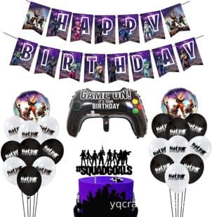 Fortnite Birthday Decoration Set Fortnite Game Theme Birthday Party Bunting Balloon Cake Topper