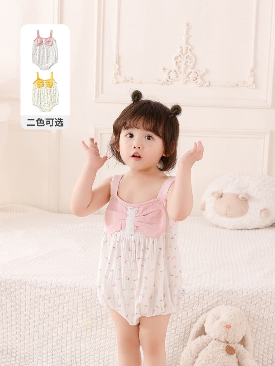 2025 Summer New Cute Crawling Suit Baby Strap Romper Newborn Girls Stylish Diaper Coverall 3657