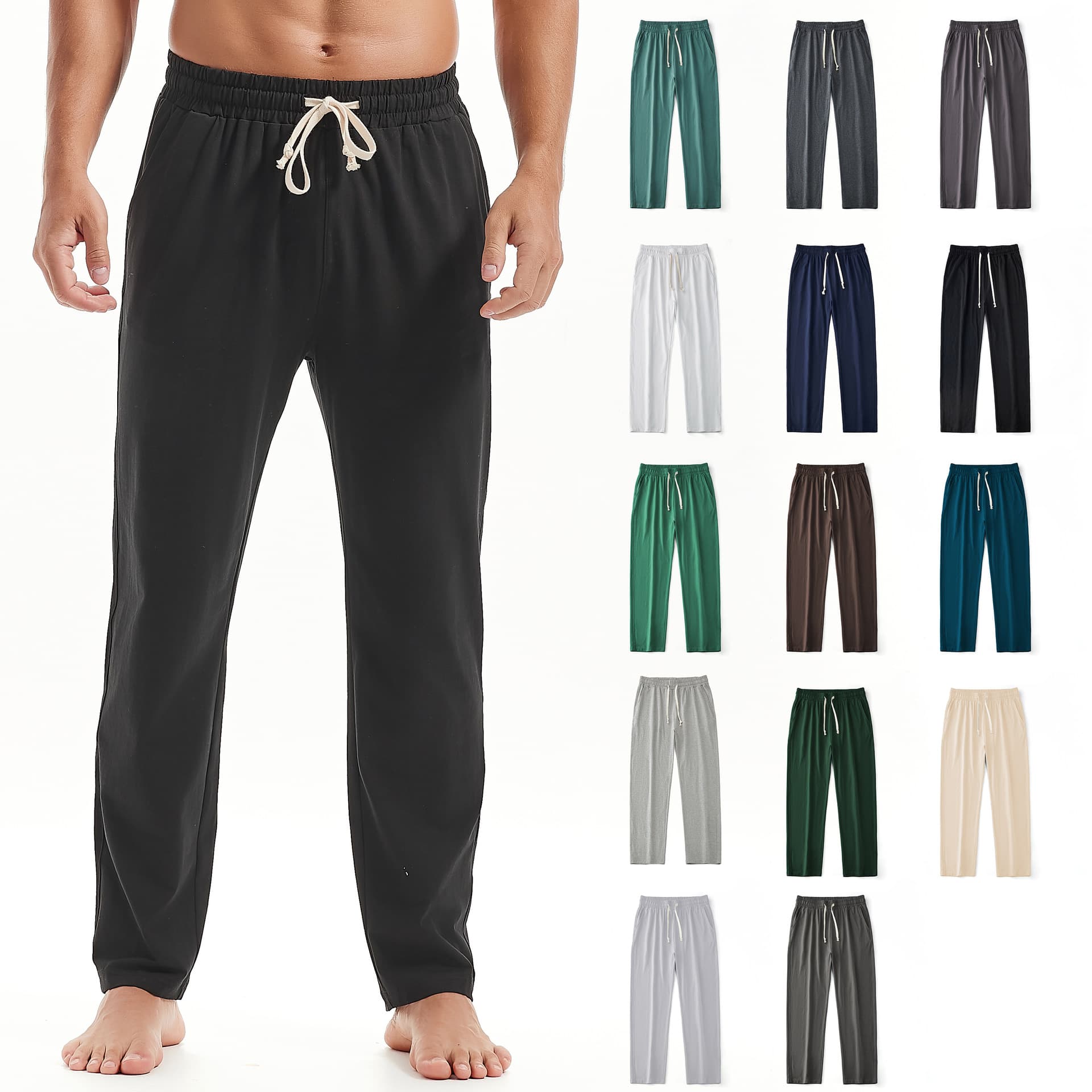 Huang's Weaving | 2022 Autumn New Men's Fashion Solid Color Straight Lace-Up All-Matching Sports Casual Pants