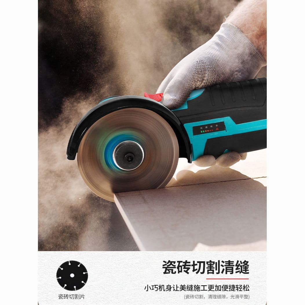 Lithium Mini Angle Grinder, Small Cordless Brushless Electric Hand Polisher with Cutting and Grinding Wheels