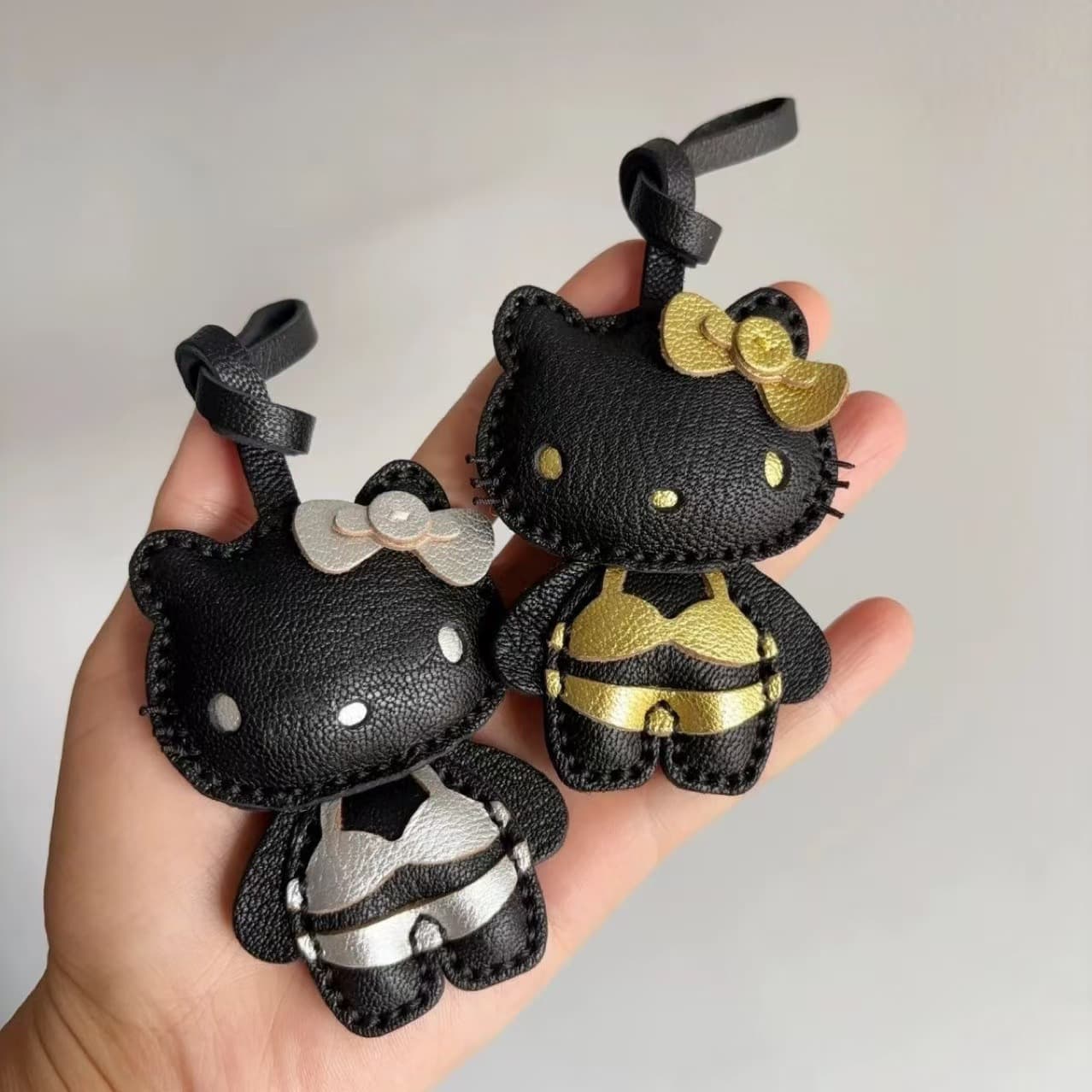 Black Hello Kitty Keychain Pendant Cute Kitty Cat Plush Bag Charm Fashion Trend