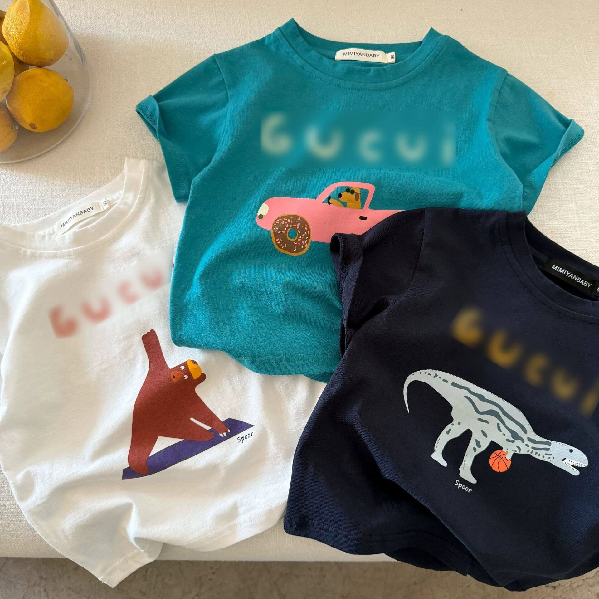 Kids Short Sleeve T-Shirt Boys 2026 Summer New Toddler Letter Cartoon Top Baby Cute Casual T-Shirt Girls Thin