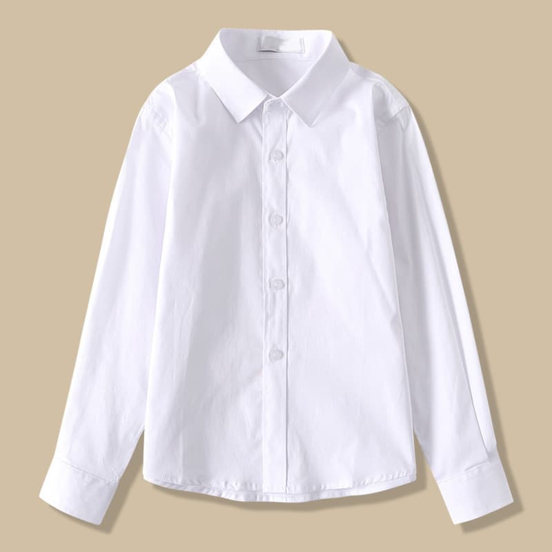 Student short-sleeved white shirt for boys and girls summer thin round collar pointed collar white shirt performance clothing children's cotton school uniform