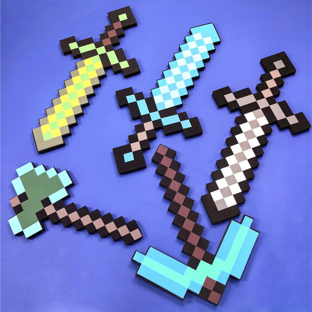 Minecraft Themed Children's Toy Model Weapons EVA Foam Diamond Sword Weapon Pickaxe Gun Axe Figurine