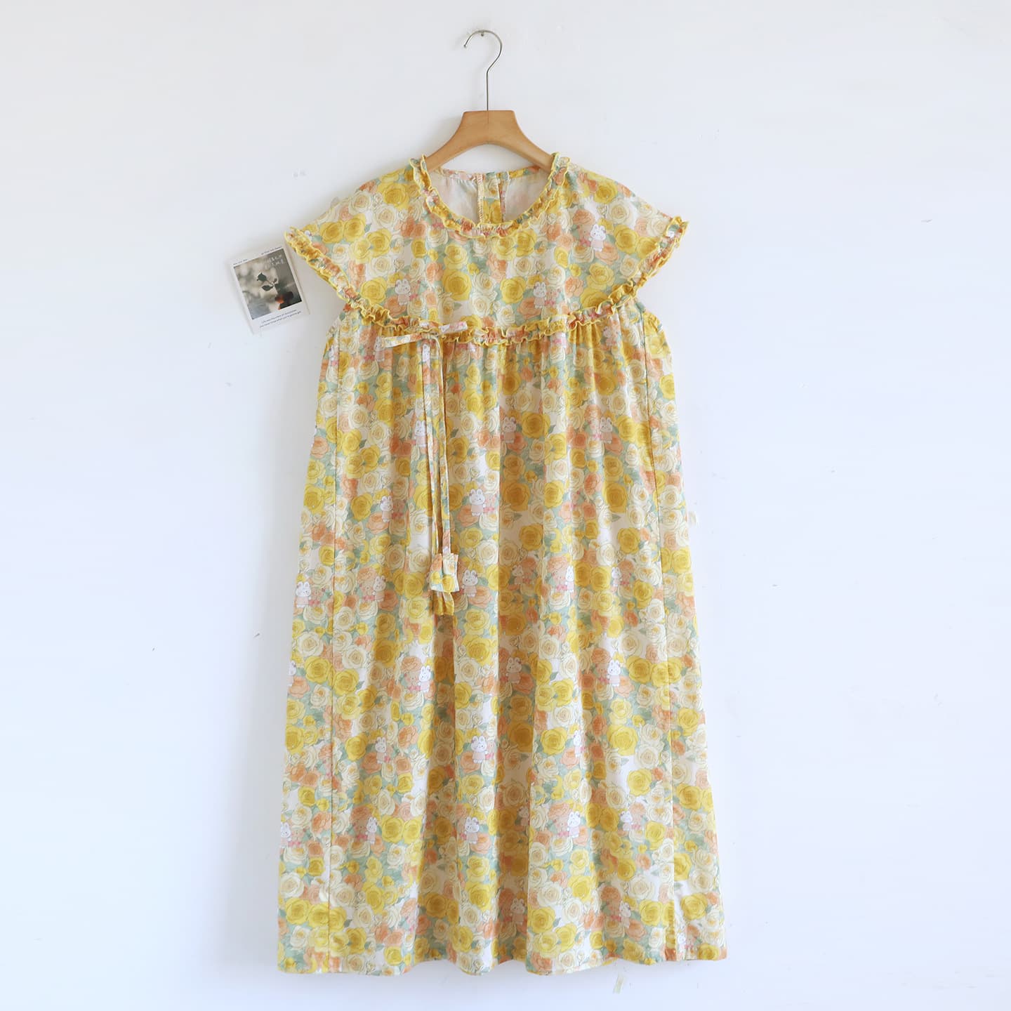 Breast-padded cloak nightgown for women, sweet, loose, large size, fashionable casual nightgown, pure cotton printed home wear