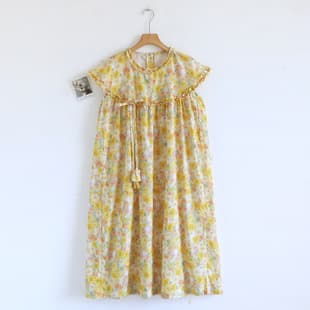 Padded Cape Nightgown Women Sweet Loose Plus Size Fashion Casual Nightgown Cotton Printed Loungewear