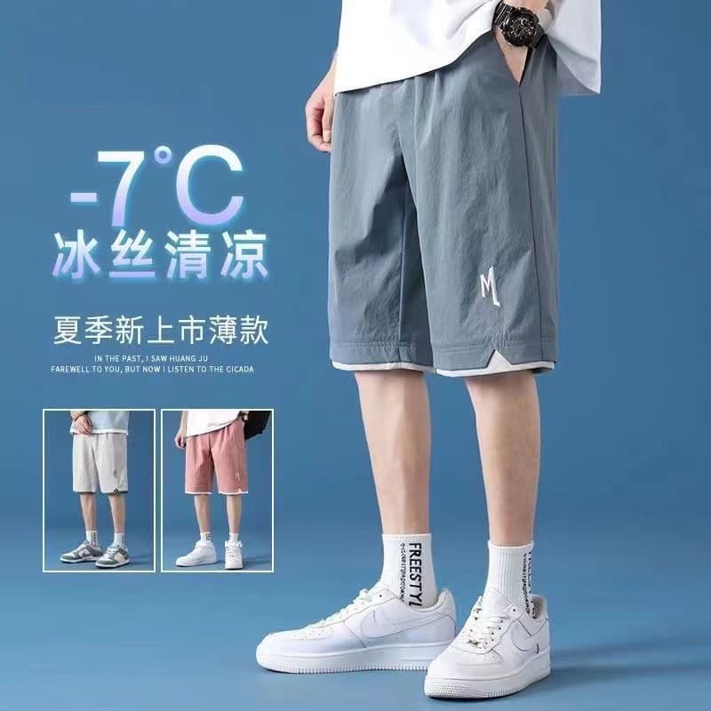 Quick-Dry Ice Silk Shorts for Men, Summer Casual Loose Running Sports Shorts, Student Basketball 5-Inch Shorts, Sleep Shorts
