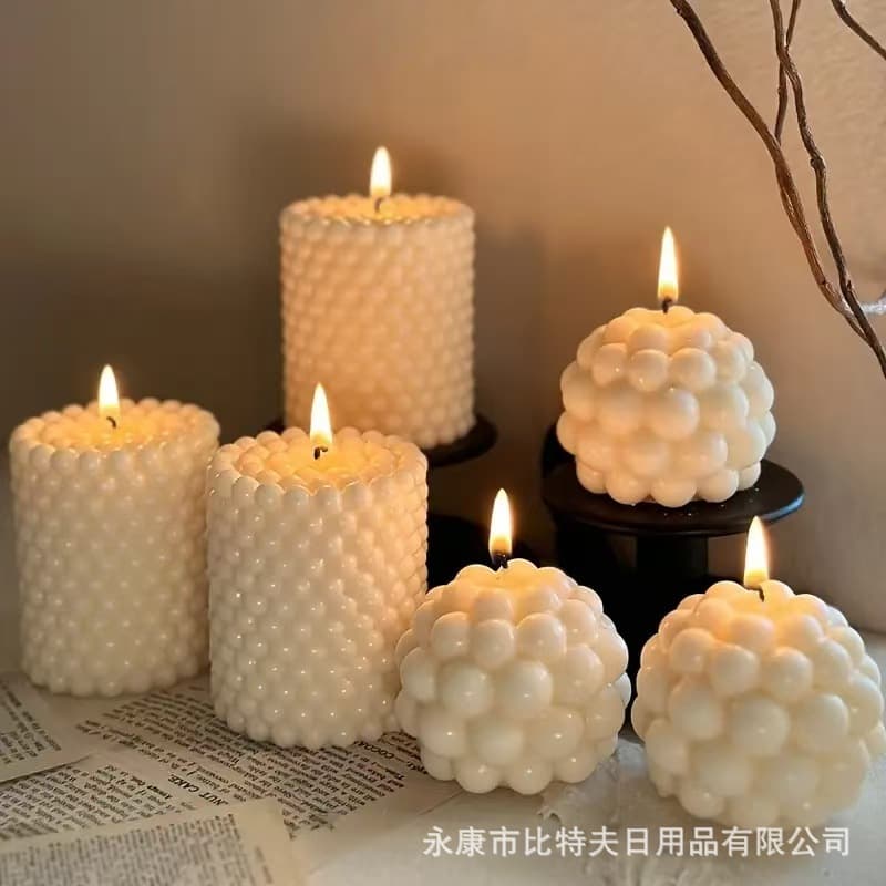 Nordic Bubble Ball Cylinder Aromatherapy Candle Creative Home Decor Geometric Pillar Candle