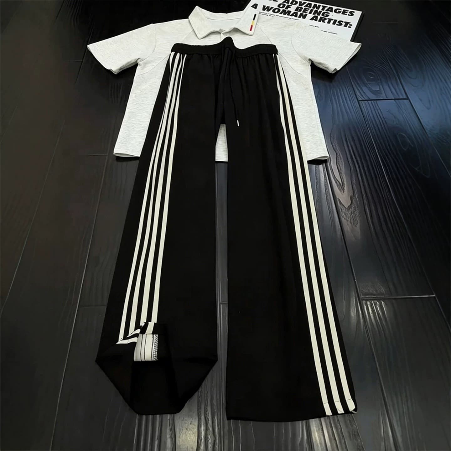 American Side Stripe Sweatpants Men Summer Thin Draping Ice Silk Pants Cleanfit Casual Joggers