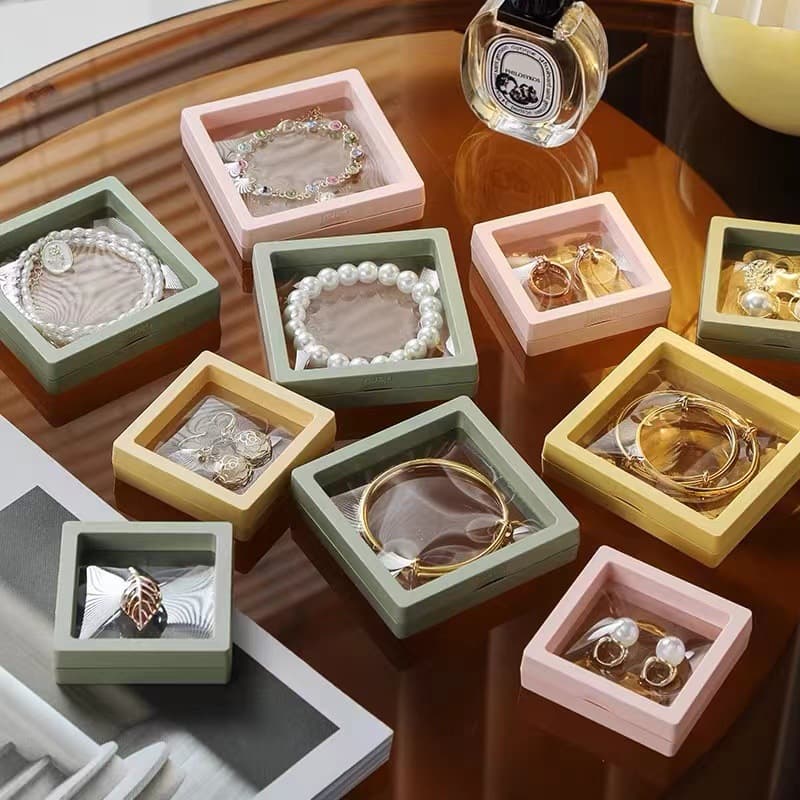 PE Film Floating Box for Rings, Necklaces, Bracelets, Jewelry Packaging Box, Premium Storage Box for Bracelets, Wearable Nails, and Accessories