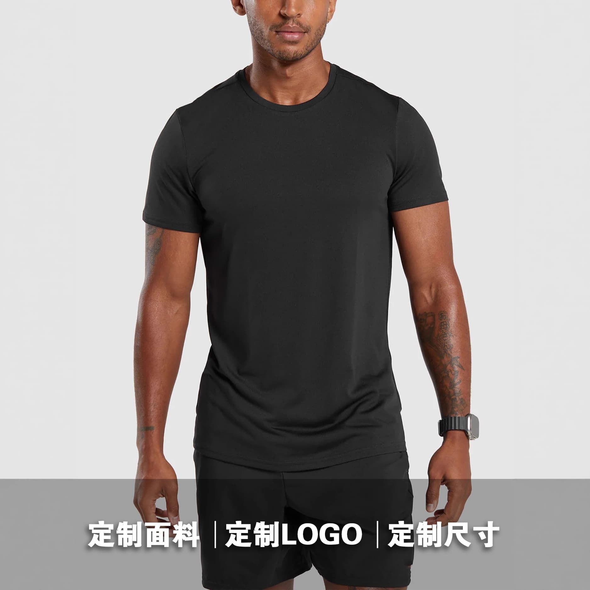 Professional Export Factory Cross-border Customized Athletic Stretch Slim Fit Breathable Quick-Dry Summer Fitness Short T-Shirt in Asian, European, and US Sizes