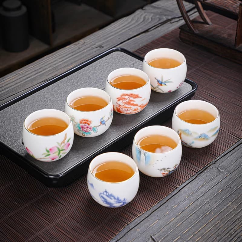 Tea cup mutton fat jade porcelain tea cup master cup single cup tea cup Chinese style household tea set drinking tea cup wholesale