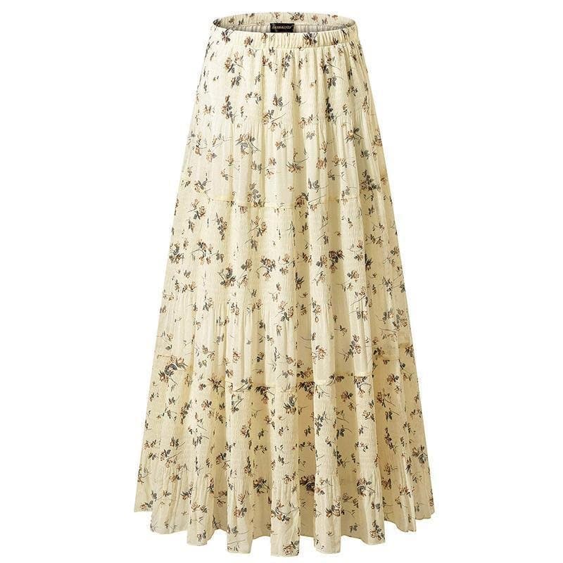 Cross-Border Women's Chiffon Elastic High Waist Pleated A-Line Flared