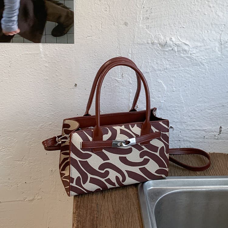 Trendy Handbag for Women 2026 Summer New Korean Style Fashion High-Quality Print Retro Tote Bag