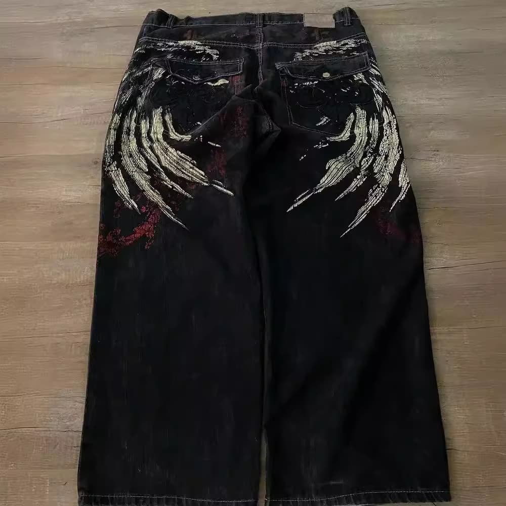 Cross-border e-commerce streetwear jeans Y2K pants hip-hop embroidered loose jeans men Harajuku wholesale