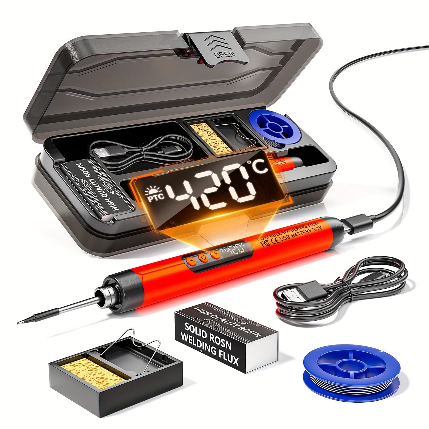 New Digital Display Soldering Iron Kit, Portable Home Rechargeable Soldering Iron, Supports Use While Charging, Adjustable Temperature