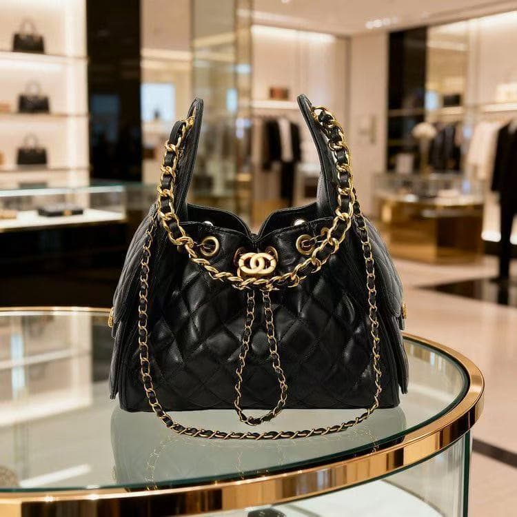2026 New Drawstring Bucket Bag, Small Chanel-Style Textured Hobo Bag, Underarm Bag, Shoulder Bag, Crossbody Bag