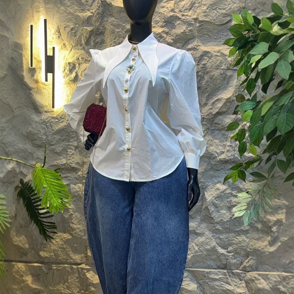 European and American Cross-Border Women's Fashion 2026 Summer New Trendy Commuter Design Slim Long-Sleeve Blouse Top