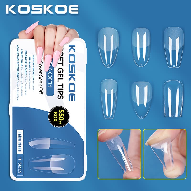 KOSKOE Cross-border Hot-selling 550pcs Boxed Nail Tips Press-on Nails No Filing Ultra-thin Seamless False Nails