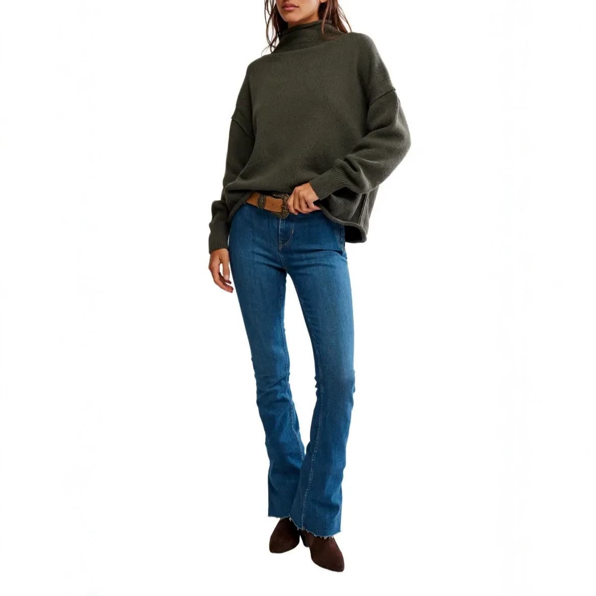Yuehe cross-border 2026 popular boutique clothing women's fashion versatile casual fresh solid color knitted turtleneck sweater