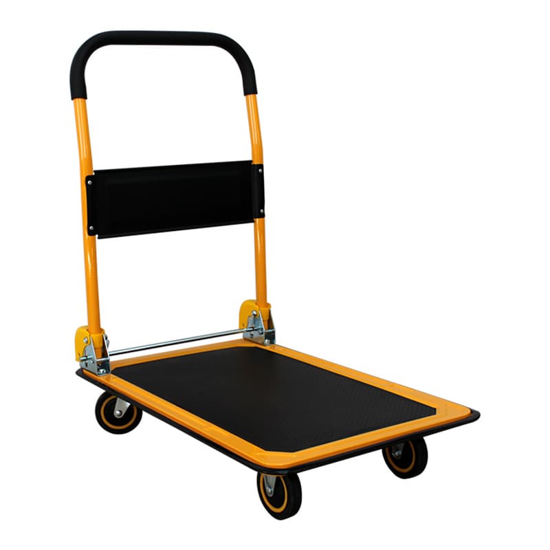 Factory wholesale thickened steel plate 150kg foldable silent flatbed cart, warehouse transport trailer tool for household use