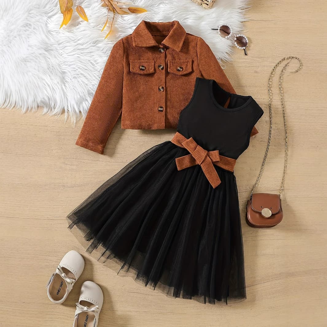 Manufacturer's Best-Selling 2026 Versatile Winter Stylish Set Dress New Style Girls' Two-Piece Dress Set with Long Sleeves